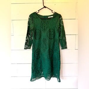 Expected Lilac Clothing green lace dress S Maternity